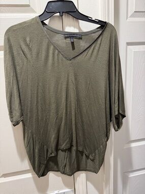 White House Black Market Olive V-Neck Dolman Sleeve Tee